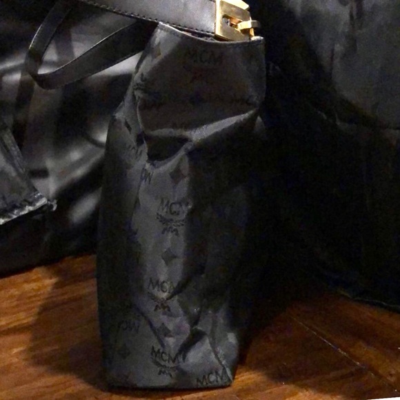 WMCM Black and Gold Monogram Shoulder Bag with Top Zipper Closure German - Picture 11 of 17